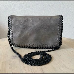 Steve Madden Silver Distressed Vegan Leather Crossbody Bag